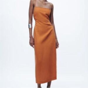 NWT Zara Linen Blend Midi Dress - Small